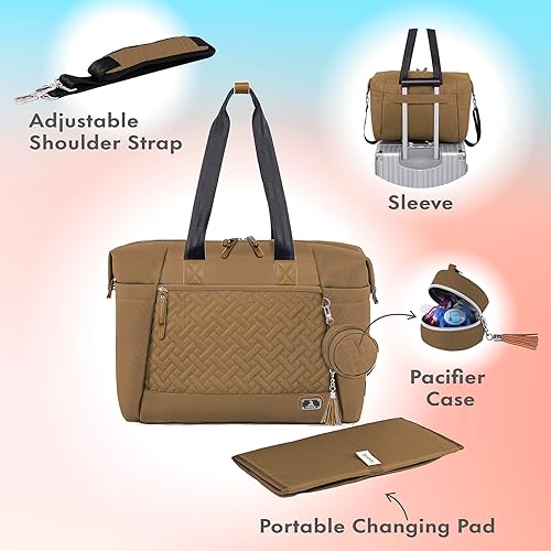 Miniatura 2 de Dikaslon Bolsa de pañales, bolsa de pañales de viaje grande para mamá y papá, bolsa de bebé multifunción para niños y niñas con funda para chupete y