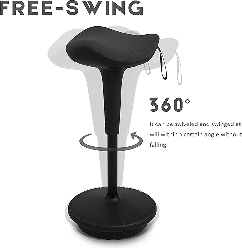 Miniatura 6 de IWMH Taburete de escritorio de pie, taburete de oficina de pie, taburete ergonómico que se tambalea, altura de ajuste y gira 360 asiento de trabajo