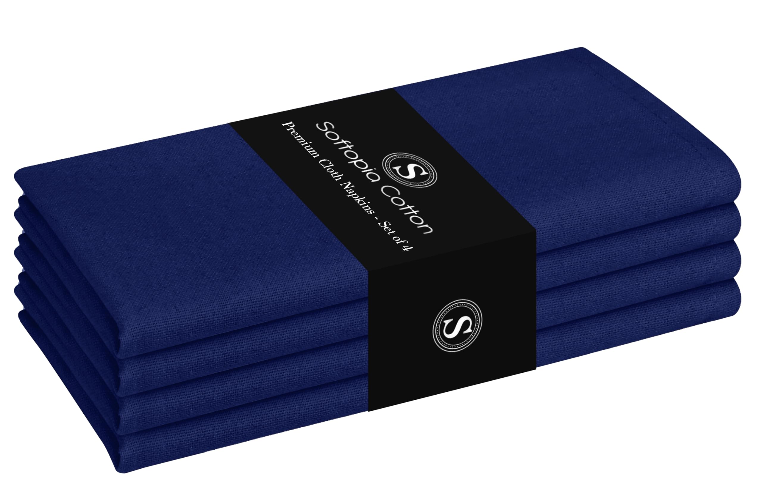 Napkins 100% Cotton Set of 4 Decorative Cloth Napkin Washable Dinner Napkins for Holiday, Dinner, Wedding, Baby Shower &amp; Dining - Indigo Blue (17"x17")