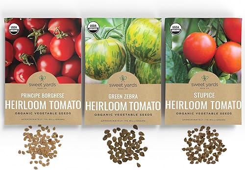 Miniatura 5 de Paquete variado de semillas de tomate de reliquia orgánica 9 paquetes de semillas Brandywine Roma cebra verde piña cereza Chadwick Krim negro y más