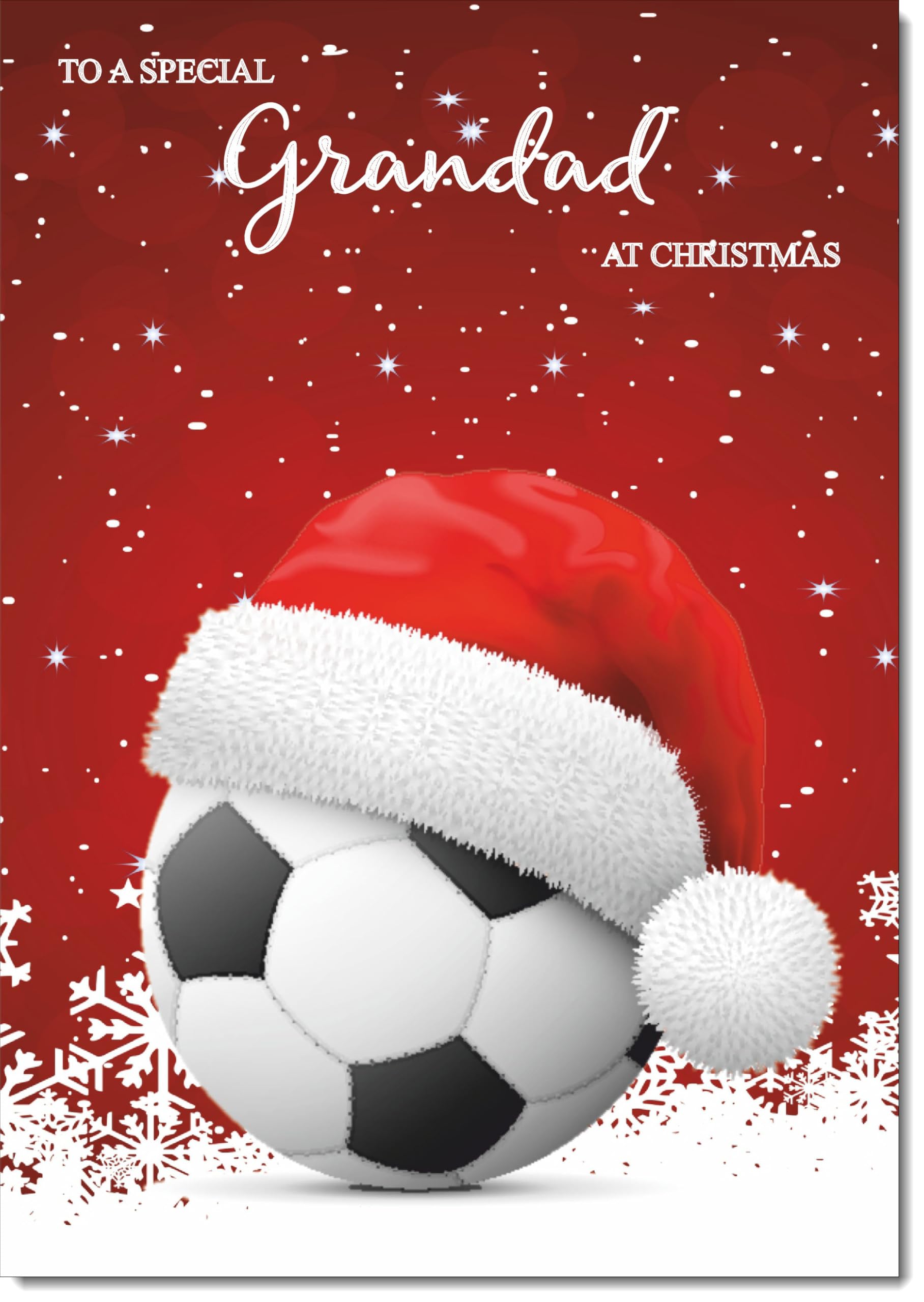 doodlecards Grandad Christmas Card Santa Hat Football with Red Sky Large A4 Size Christmas Card for Grandad with Plain Envelope — image 1