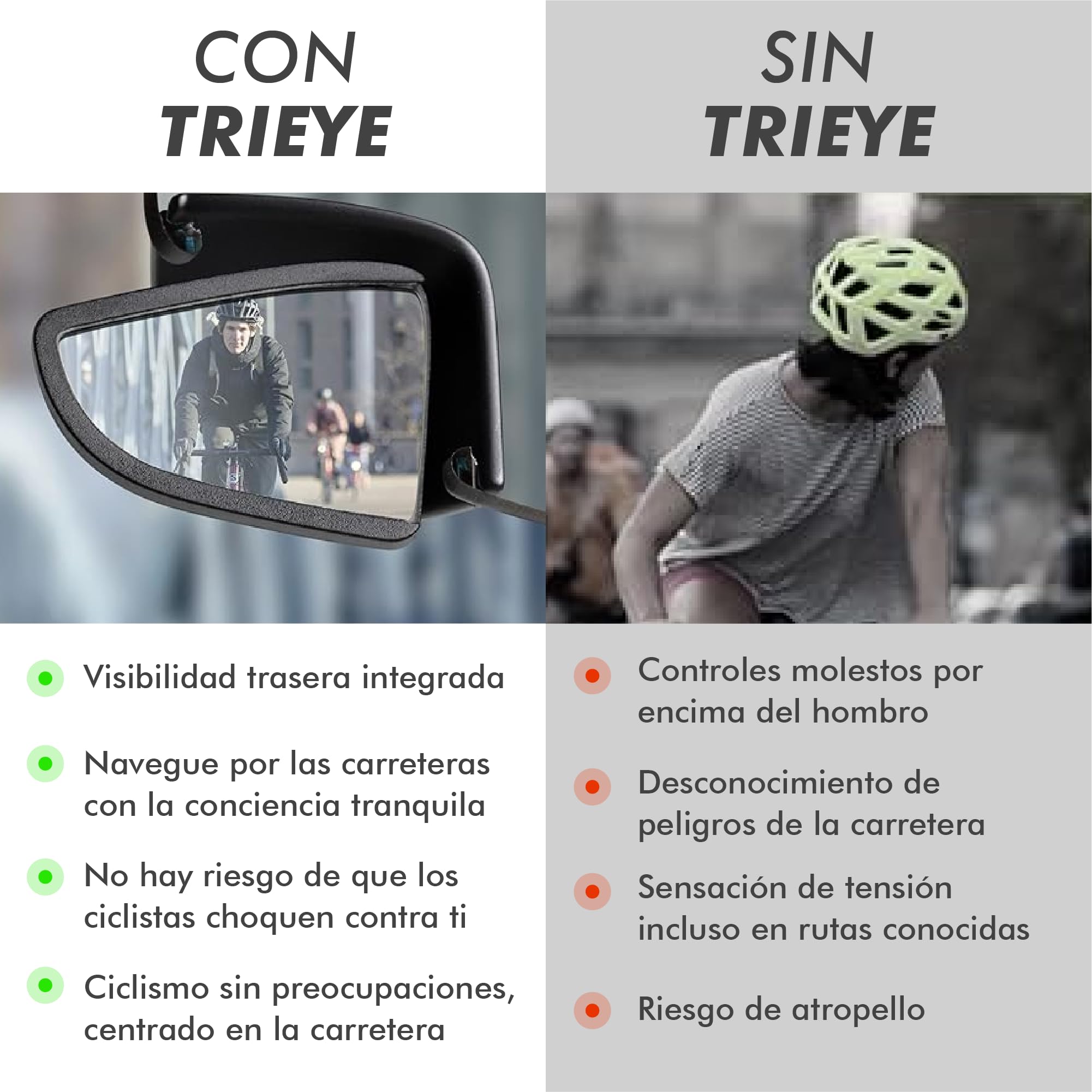 TriEye Gafas De Ciclismo Para Hombre Y Mujer Con Espejo Retrovisor Lentes Fotocromáticas UV400 Gafas Deportivas Antiviento Para Ciclismo De Carretera Y Bicicleta Protección Ocular Y Visión Segura