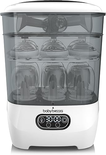 Baby Brezza Bottle Sterilizer and Dryer Advanced – 33% Faster - Largest Capacity Steam Sanitizer - Universal Sterilization Machine for All Bottles + Pump Parts - HEPA Air Filter