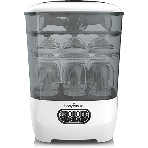 Baby Brezza Bottle Sterilizer and Dryer Advanced – 33% Faster - Largest Capacity Steam Sanitizer - Universal Sterilization Machine for All Bottles + Pump Parts - HEPA Air Filter