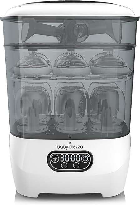 嬰兒 Brezza 奶瓶 Sterilizer 與 Dryer Advanced – 33% Faster - Largest Capacity Steam Sanitizer - Universal Sterilization Machine 適用於 All Bottles + Pump Parts - HEPA Air Filter