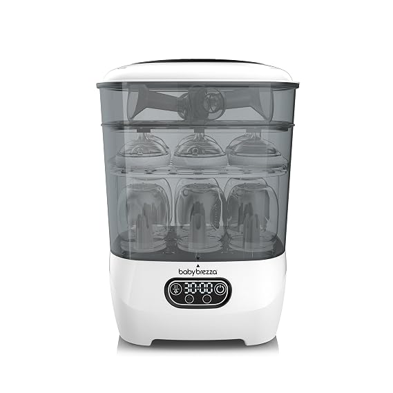 Baby Brezza Bottle Sterilizer and Dryer Advanced 33% Faster - Largest Capacity Steam Sanitizer - Universal Sterilization Machine for All Bottles + Pump Parts - HEPA Air Filter