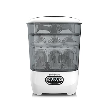 Baby Brezza Bottle Sterilizer and Dryer Advanced 33% Faster - Largest Capacity Steam Sanitizer - Universal Sterilization Machine for All Bottles + Pump Parts - HEPA Air Filter