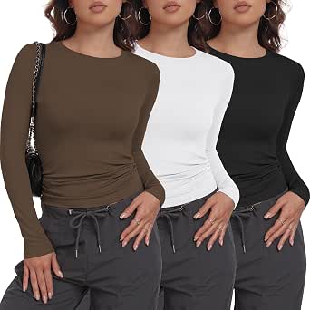 Lot 4-5 Bodies Manches Longues Femme - Col Roulé Extensible Couleurs Basiques