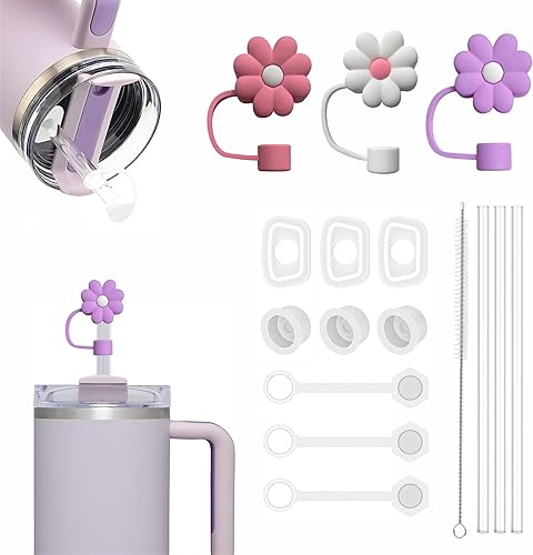HuLiPaLi Stanley Cup - Juego de accesorios que incluye 9 tapones de silicona a prueba de derrames, 3 tapas de paja para popotes de 0.39 a 0.39