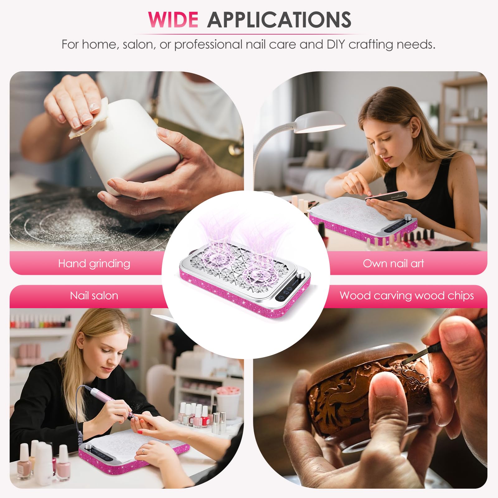 Professioneller Nagelstaub-Sammler, 2000PA leistungsstarker Nagelstaub-Vakuum-Extraktor mit 45 Einweg-Filterpapieren, für Acrylnagellacherung & Maniküre im Nagelsalon & Home DIY