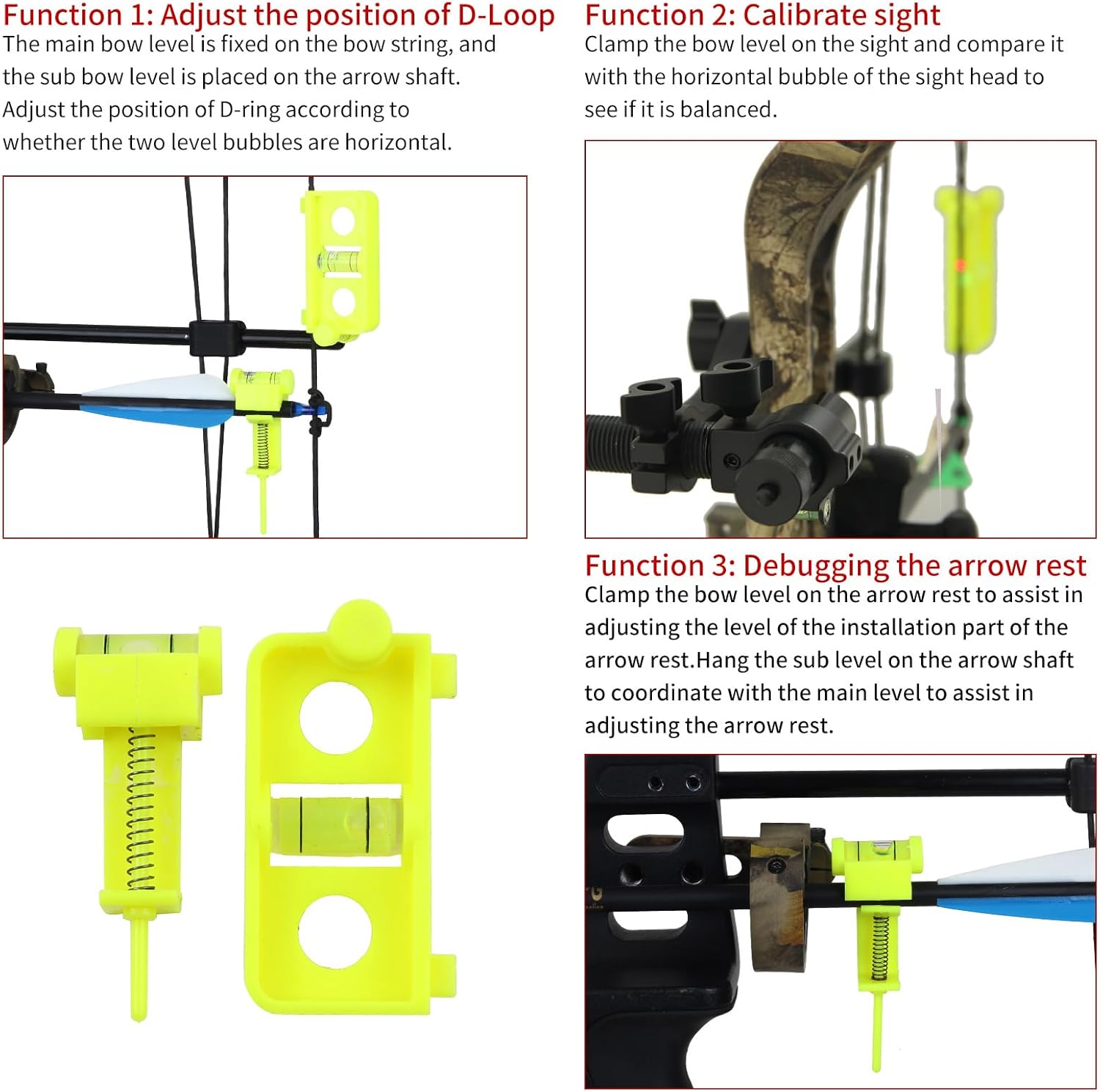 SPG Archery Bow Maintenance Kit - Bowstring Level Turning Kit with Archery Plier D Loop Material Nock Points for Compound and Recurve Bow(Bow Level,Bow Square,Plier,3 D Loop Materials,5 Nocks)