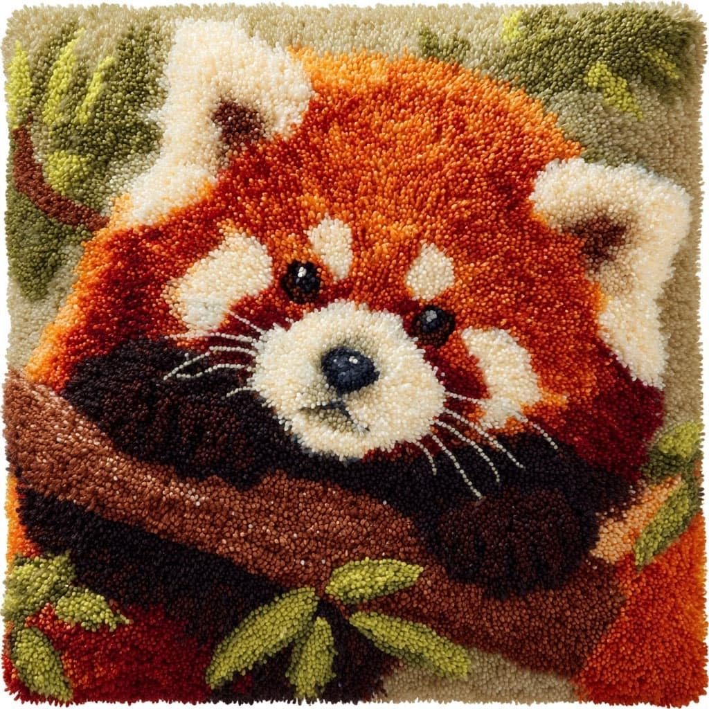 WallustrioaW Latch Hook Kits for Adults Beginners,Animal red Panda