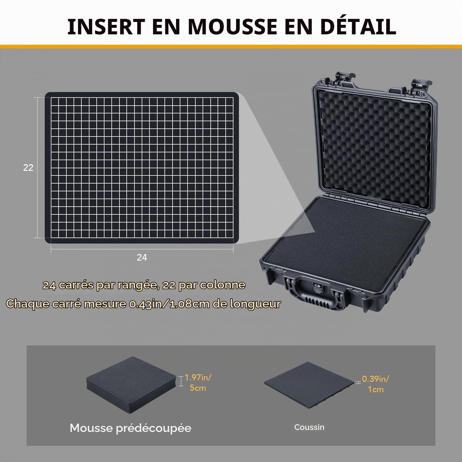 Lykus HC-2811 Étui Étanche avec Mousse, Taille Intérieure 26x24x7.4cm | IP67 Étanche, Mousse Personnalisable, Convient aux Appareils Photo, Objectifs, Équipements et Plus