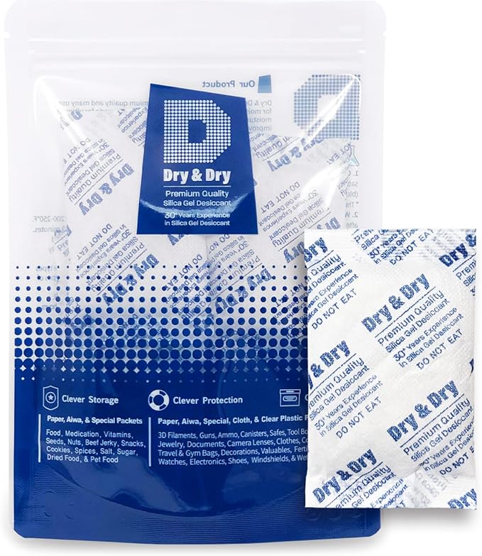 Dry & Dry 30 Gram [10 Packets] Silica Gel Packets Desiccants, Silica