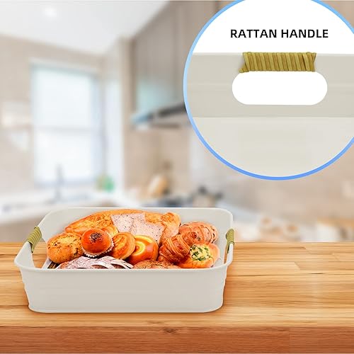 Miniatura 4 de Bandeja para servir con asa, 2 bandejas para servir alimentos, bandejas para servir alimentos, bandejas de servir para fiestas, almacenar, utilizar