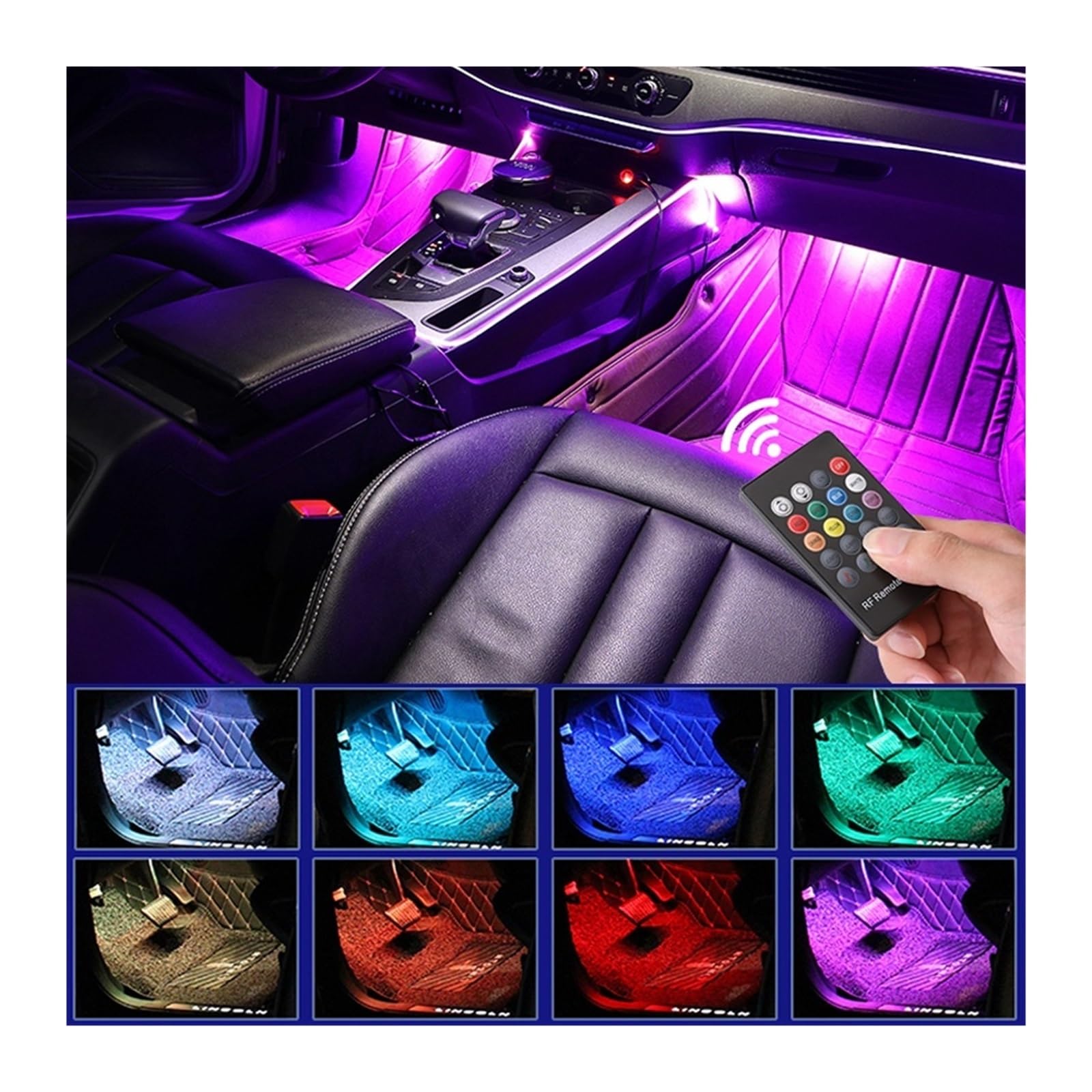 XCZPRKMXY LED Car Foot Light Ambient Lamp with USB Wireless Remote Music Control Multiple Modes Automotive Interior Decorative Lights(36 Cigarette APP)