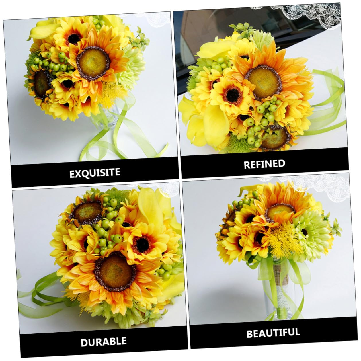 TOYANDONA Künstlicher Brautstrauß Sonnenblumen Pflegeleichter Imitationsstrauß aus Langlebigem Material Dekorative Party Fotorequisite für Hochzeit und Brautwagen