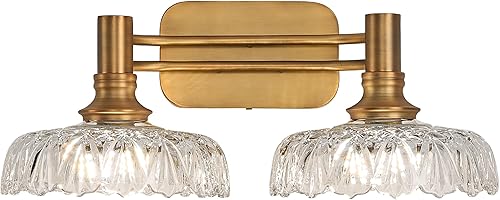 Apliques de pared vintage de 2 luces para baño, lámpara de tocador de latón sobre espejo para baño, dormitorio, pasillo, granja, luces vintage