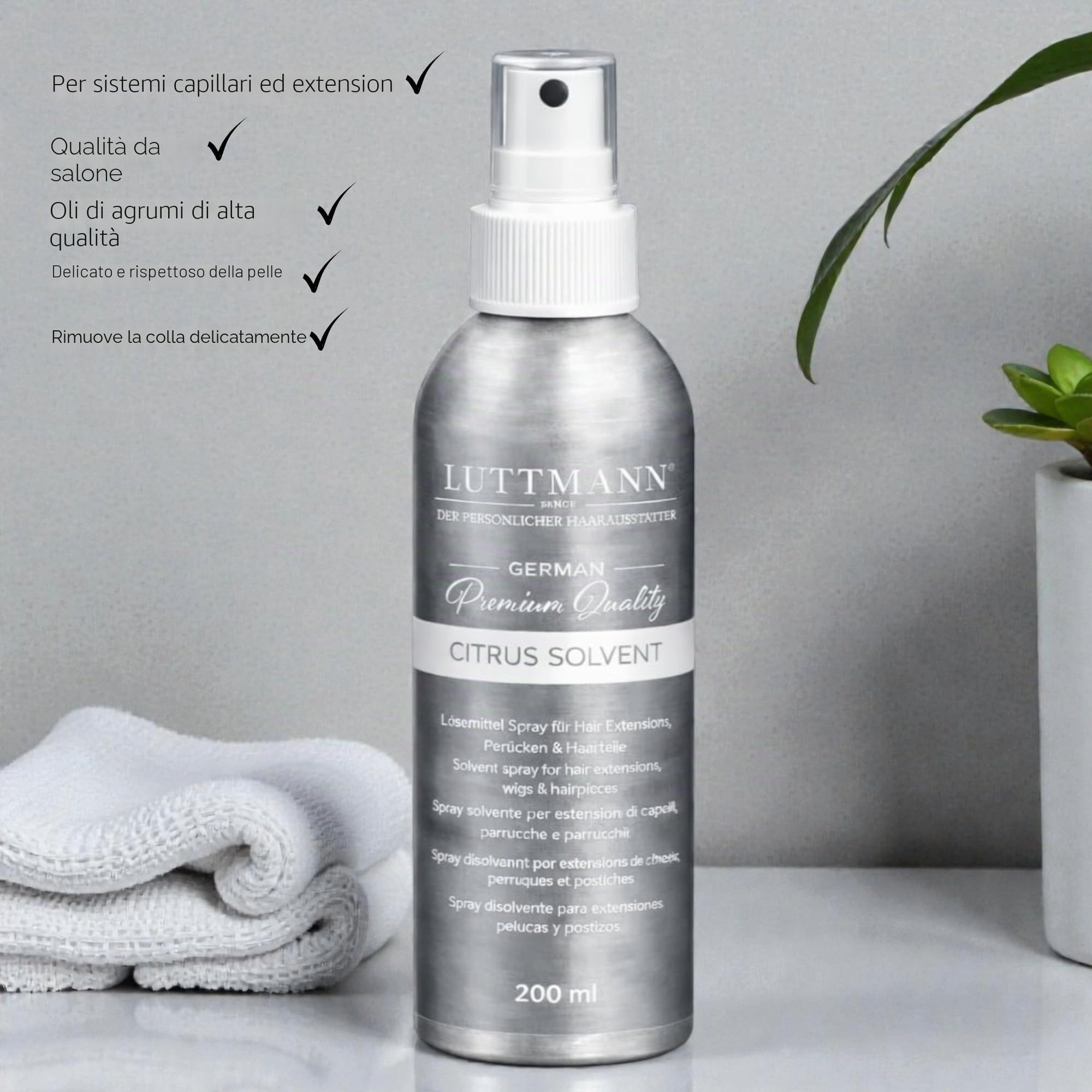 Citrus Solvente Remover 200 ml - Detergente per Bonding, Spray per Extension, Parrucche e Capelli - Made in Germany & Dermatologicamente Testato