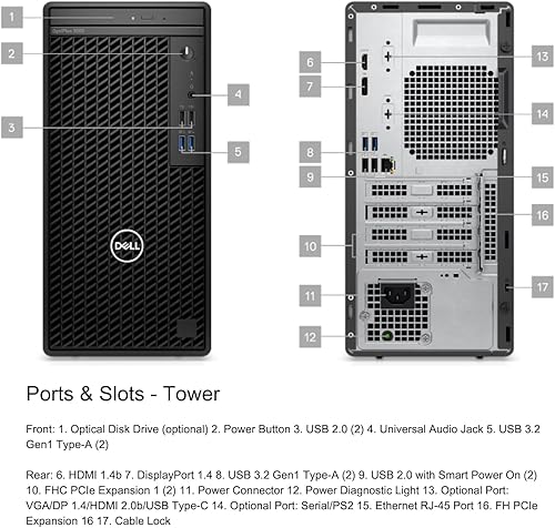Miniatura 4 de Dell OptiPlex Business Desktop Tower, procesador Intel Core i9-12900K de 12 generación, 36 GB de RAM, SSD de 1 TB + disco duro de 1 TB, DVD-RW,