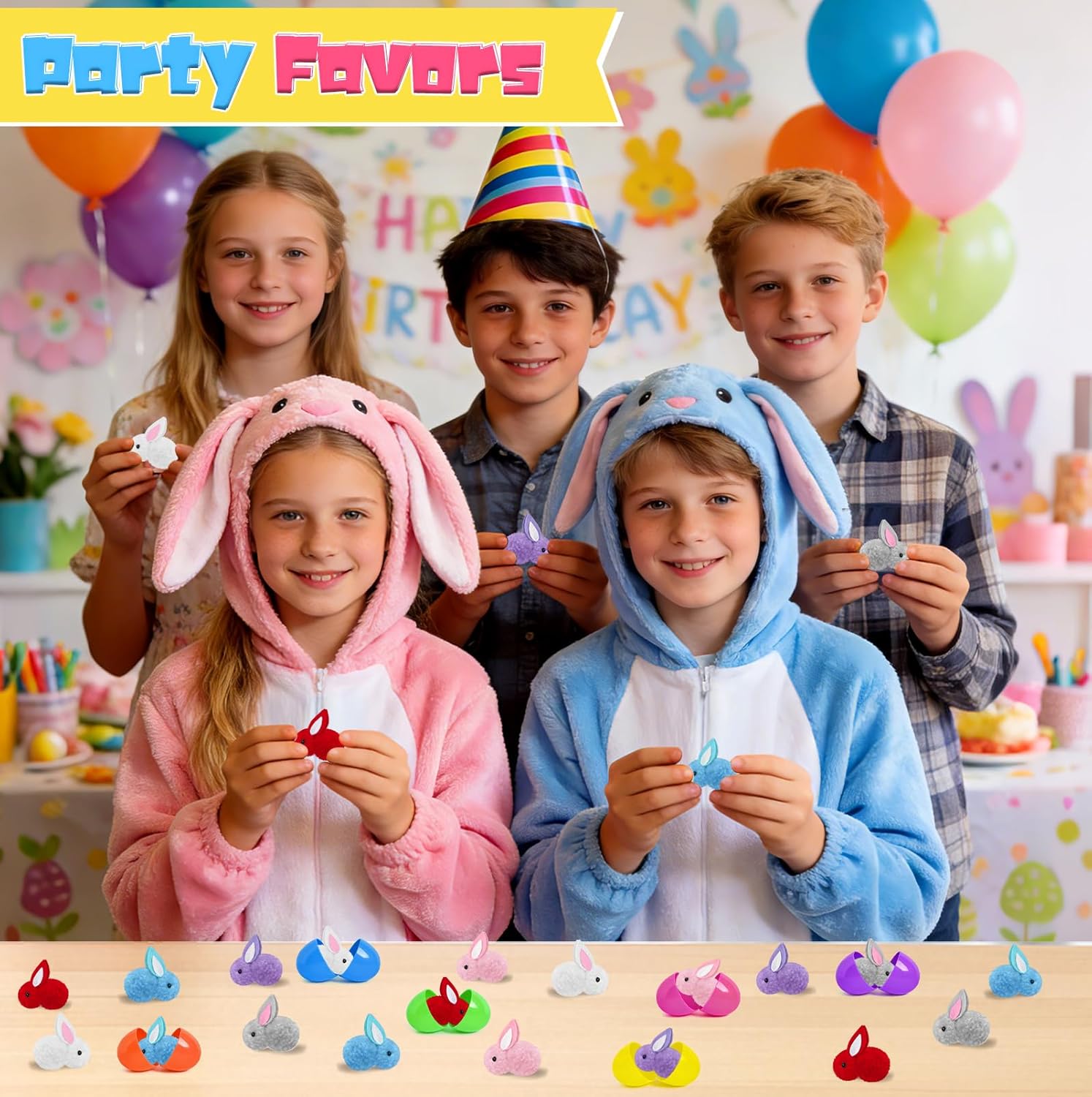Easter Egg Fillers, Easter Basket Stuffers for Kids - 24 Pcs Mini Easter Plush Bunny Stuffed Animals, Party Favors for Toddlers Boys Girls, Bulk Small Toys for Classroom Prize Box, Goodie Bag Stuffers
