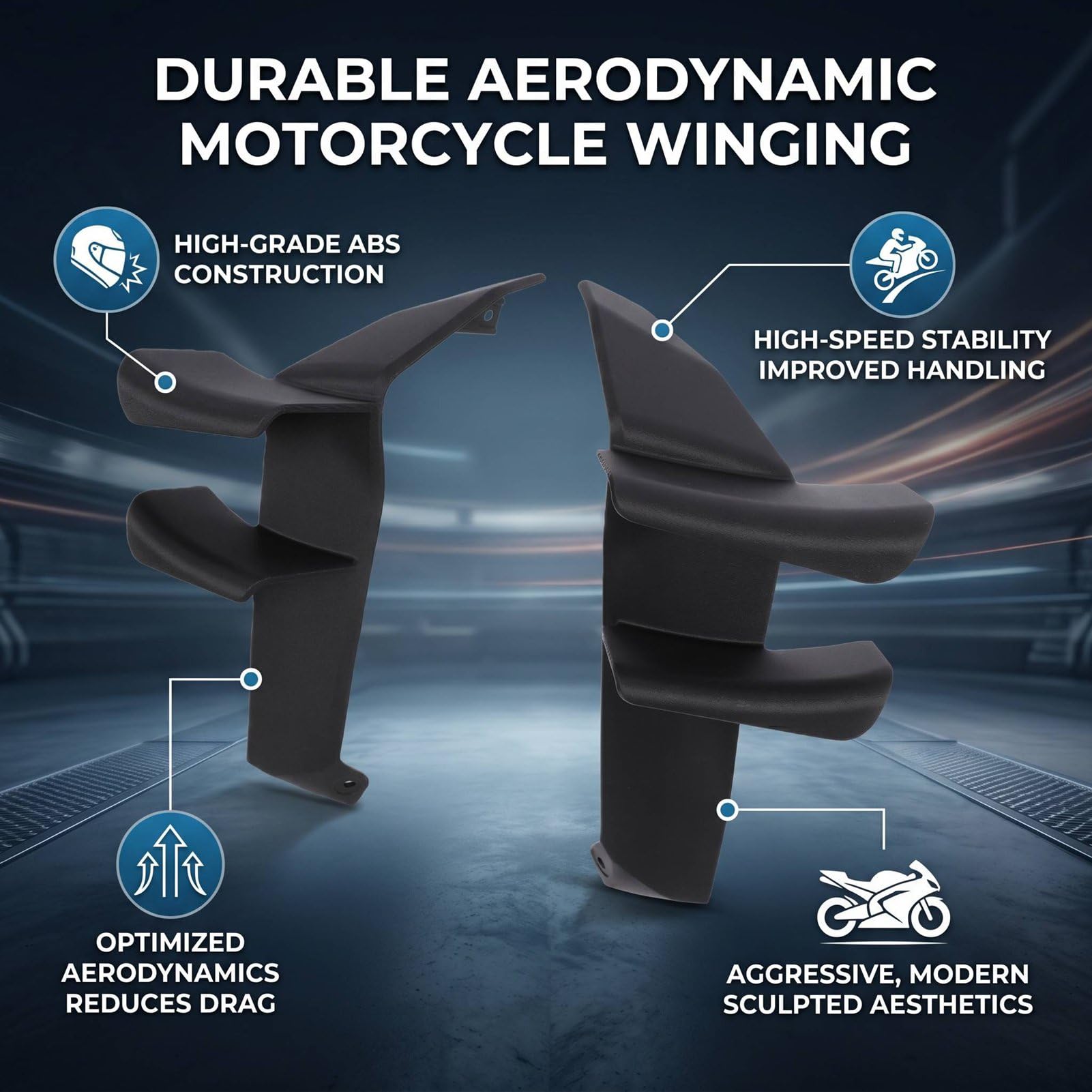 Ausla Spoiler Laterali per Moto, Sostituzione delle Alette della Carenatura Aerodinamica del Motociclo da 2 Pezzi per MT-09 MT09 SP 2024-2025