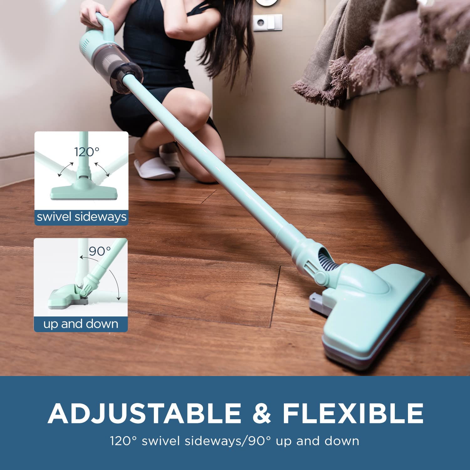 KEROMEE Corded Stick Vacuum Cleaner, 12kpa Powerful Suction Handheld Vacuum Cleaner with Crevice Tool, Small Vacuum Cleaner for Hardwoods, Pet Hair, Carpets, Staircases, and Sofas