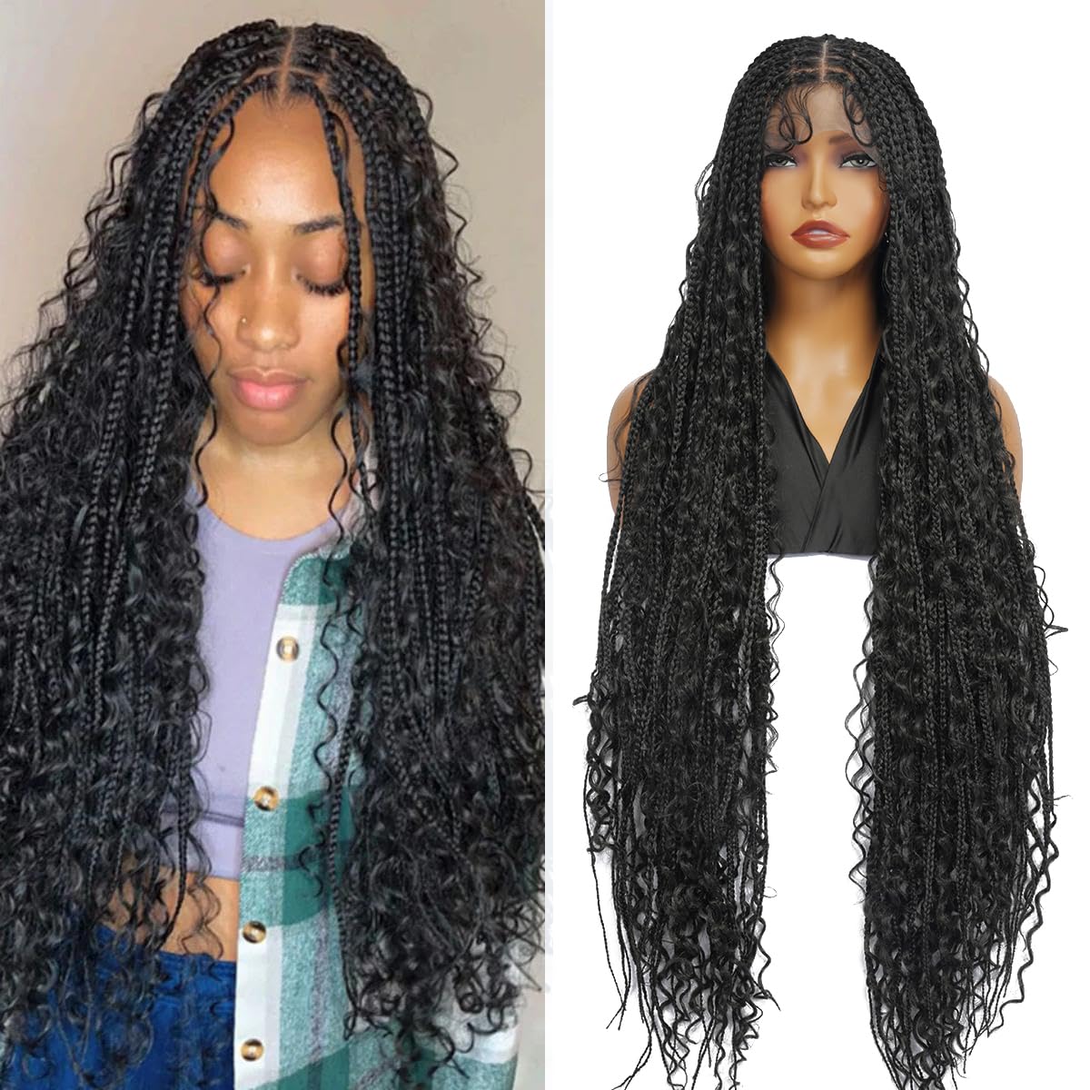 Amazon.com : Boho 36 inch Double Full Lace Wig With Curly  display picture 1