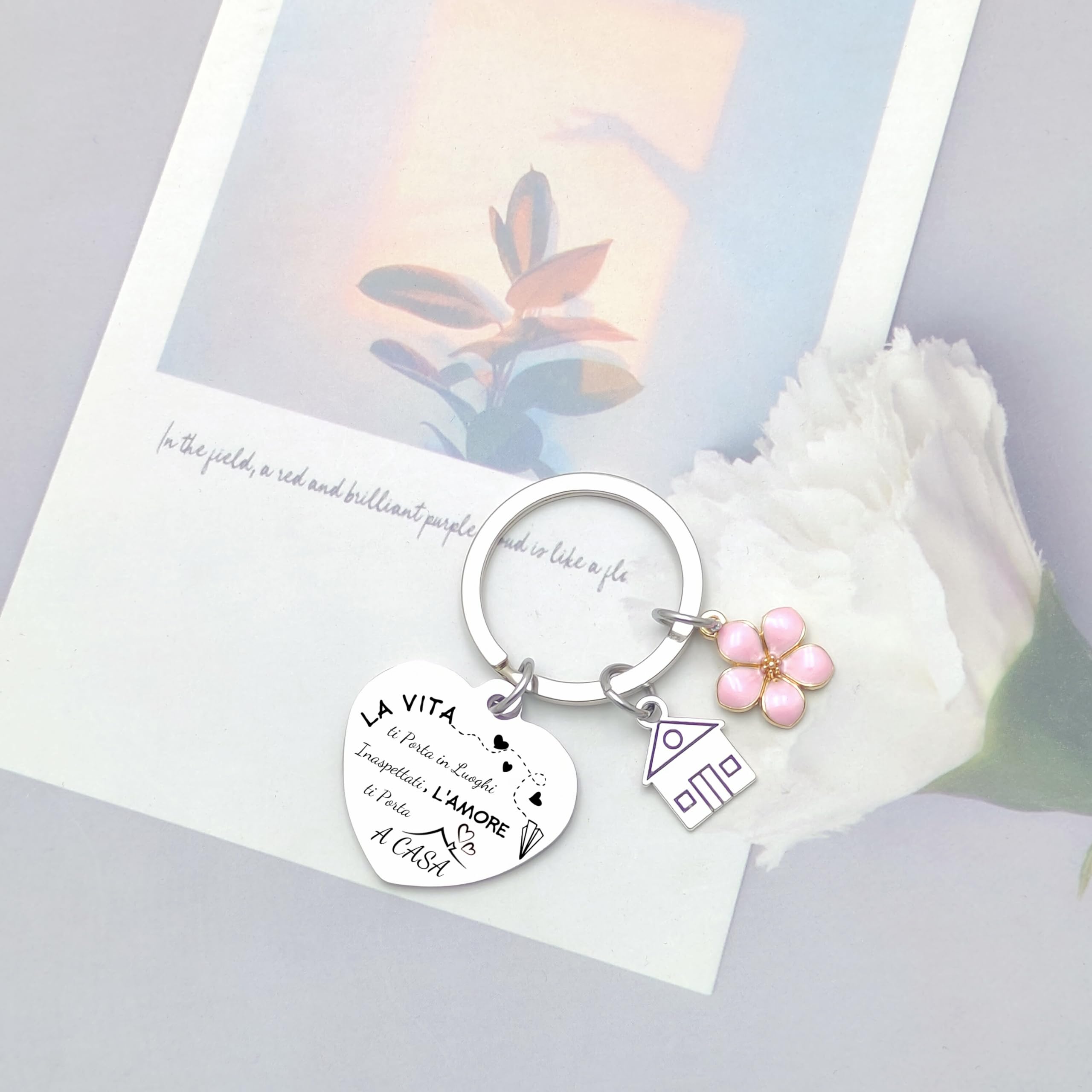 JRZDFXS Unisex Portachiavi Ci vediamo a Casa per Coppia in Acciaio Inox Ciondolo Casa Casetta Carina Chiavi regalo di inaugurazione della casa per moglie marito