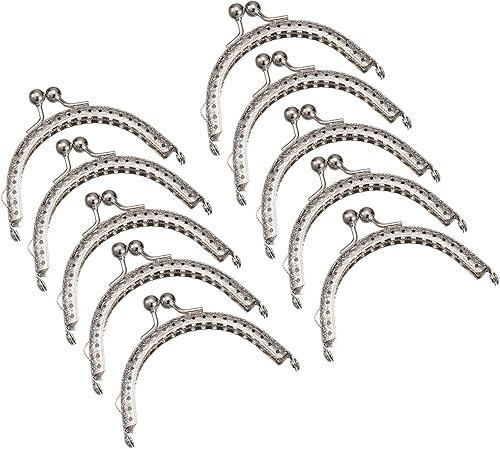 uxcell Marcos de metal para monedero 3.35 pulgadas, 10 piezas con cierre de bloqueo de beso, marco de embrague en relieve para monedero, bolsa,