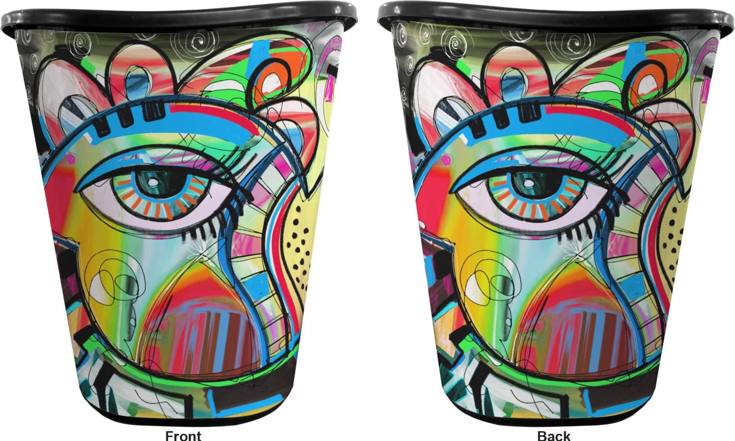 Abstract Eye Painting Waste Basket - Double Sided (Black)