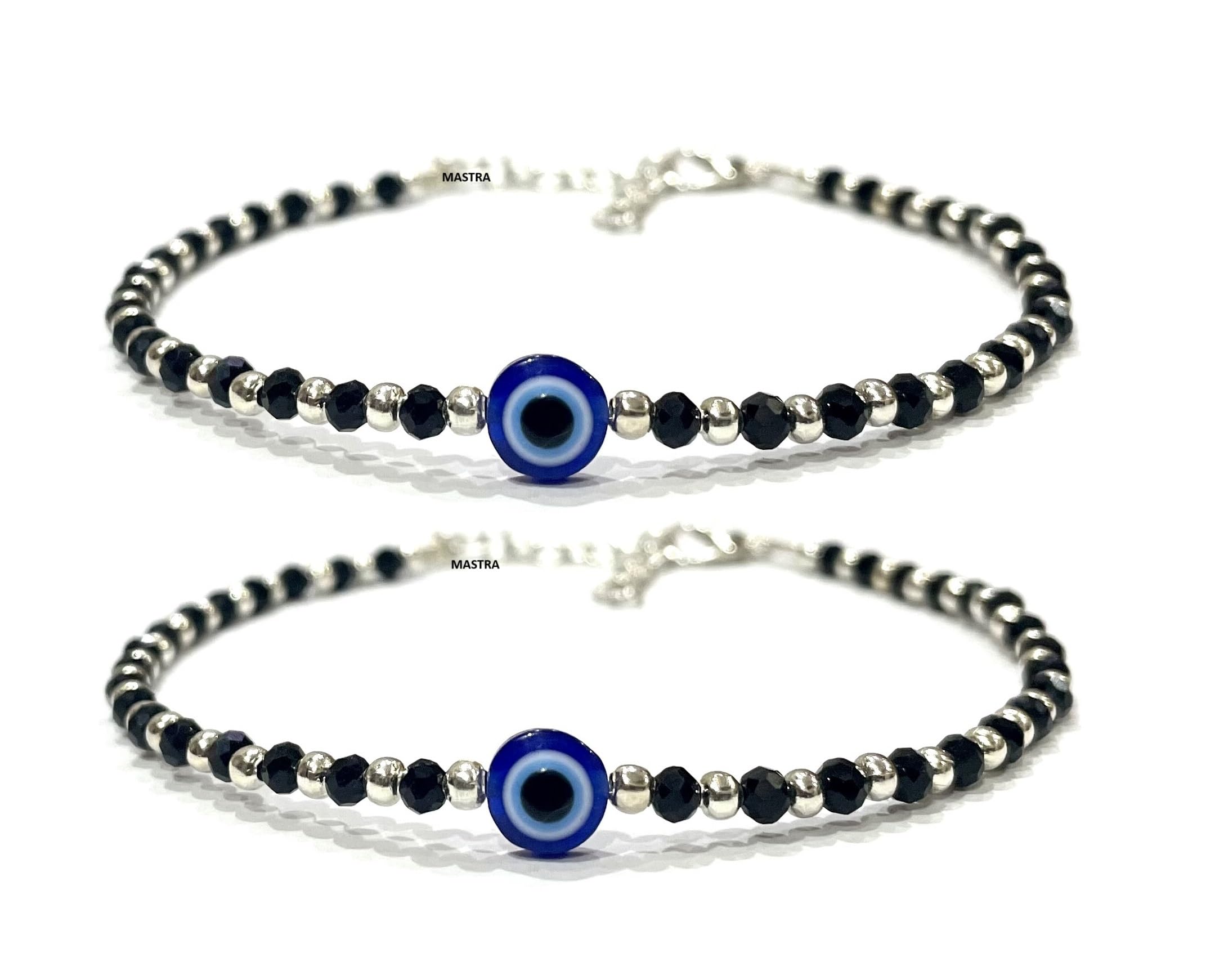 MASTRA Aritificial Latest Metal Evil Eye Charm Nazariya Payal (Anklet) with Black & Silver Beads (Crystal) for Girls and Women (B0D84M8B3F) Amazon Price History, Amazon Price Tracker