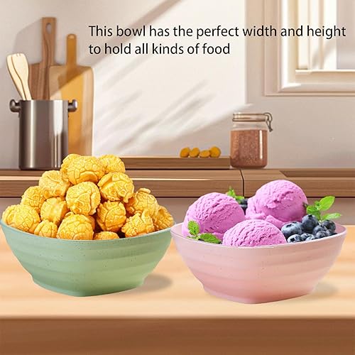 Miniatura 7 de Juego de 4 cuencos de cereales irrompibles de 20 onzas, cuencos de arroz de fibra de paja de trigo, cuencos de sopa cuadrados reutilizables, cuencos