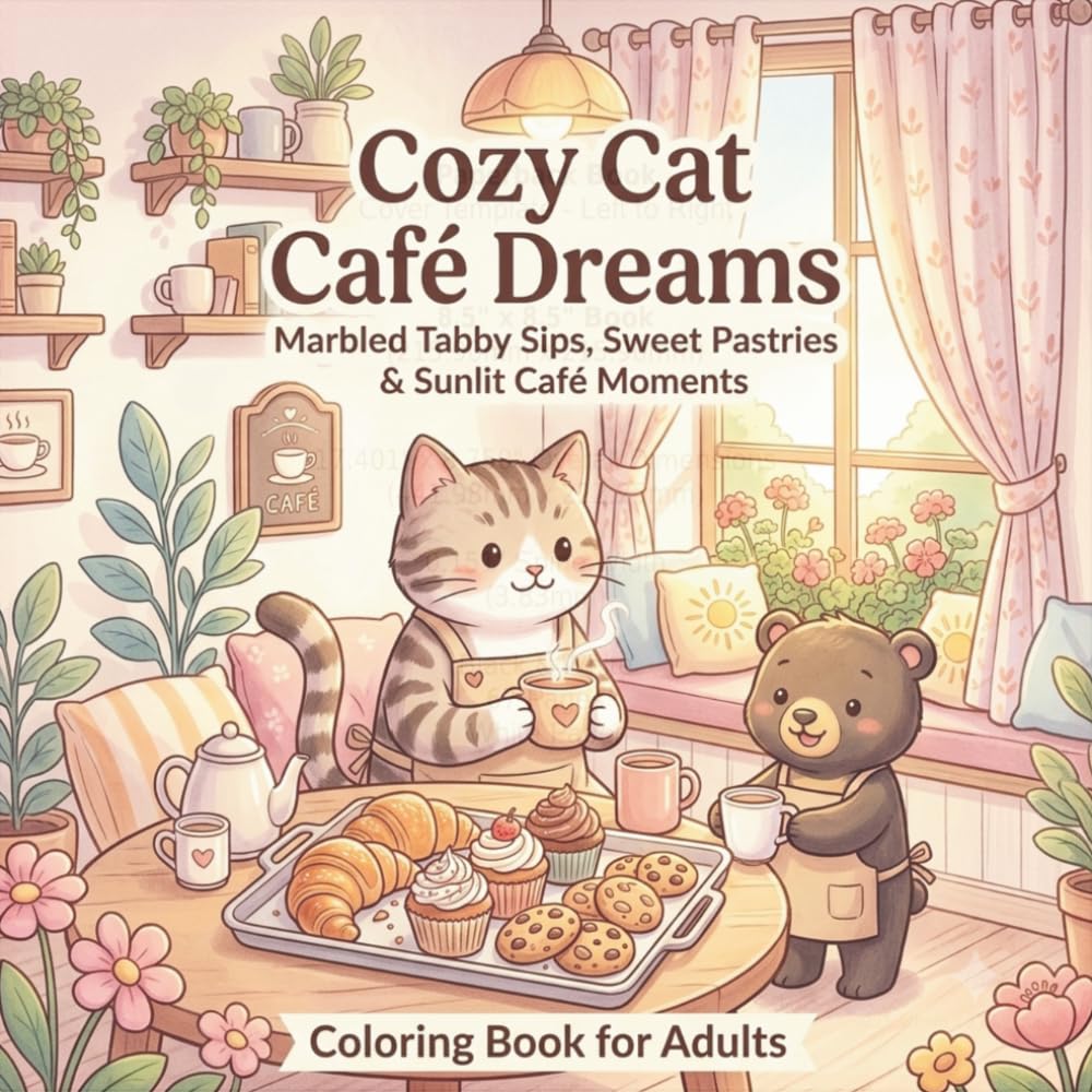 Cozy Cat Cafe Dreams: Marbled Tabby Sips, Sweet Pastries & Sunlit Cafe Moments