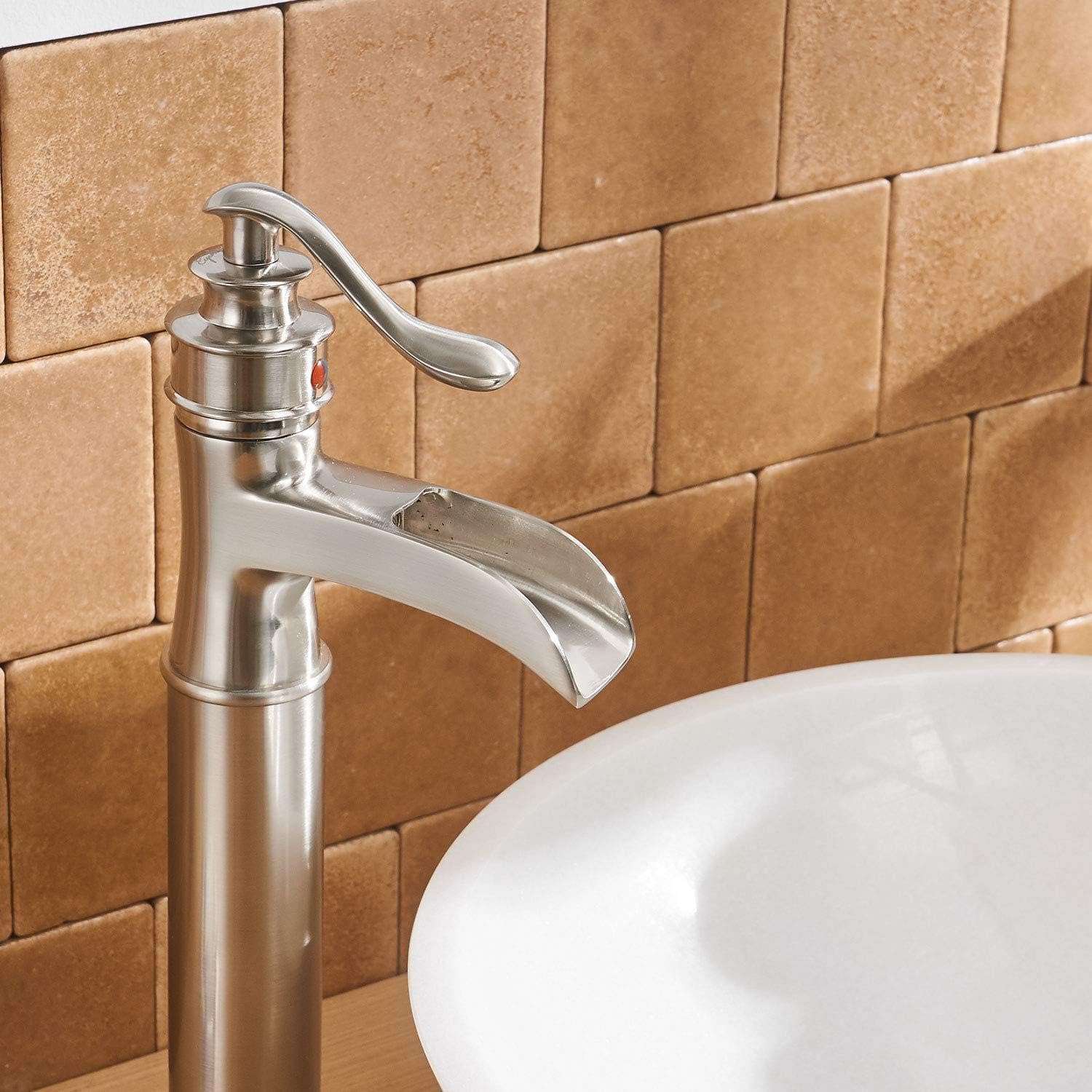 50% оƒƒ Dіѕсоunt Aquafaucet Waterfall Bathroom Faucet Brushed Nickel Single Handle One Hole Vessel Sink Faucet Lavatory Tall body Commercial Buу 2 gеt 3 Aquafaucet Waterfall Bathroom Faucet Brushed Nickel Single Handle One Hole Vessel Sink Faucet Lavatory Tall body Commercial