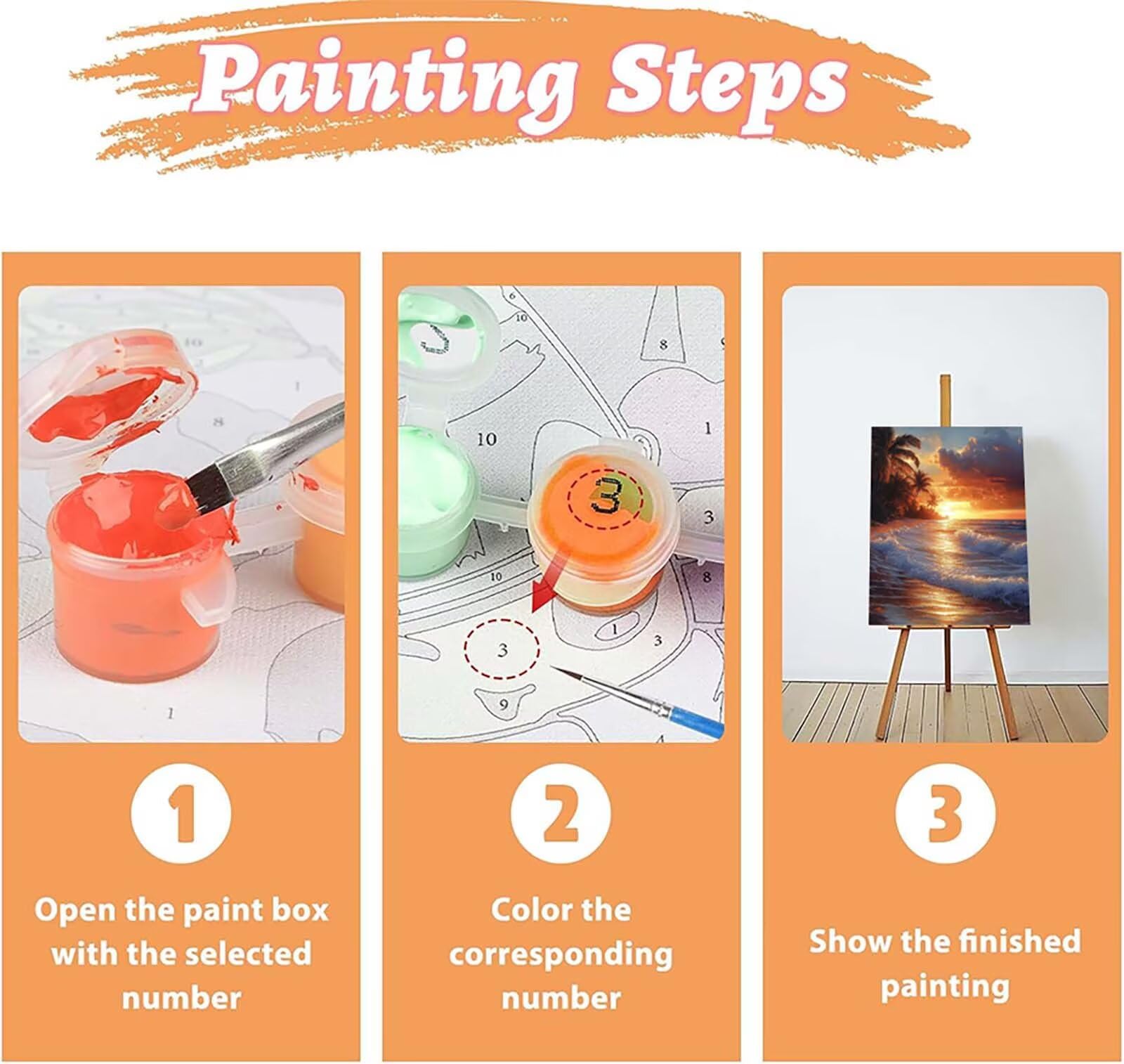 Sonnenuntergang Malen Nach Zahlen Erwachsene mit Rahmen, Malen Nach Zahlen Landschaft, DIY Bastelset Erwachsene, Handgemalt Ölgemälde Kit mit Pinseln und Acrylfarbe, Deko Wohnzimmer 90x120cm E-2532
