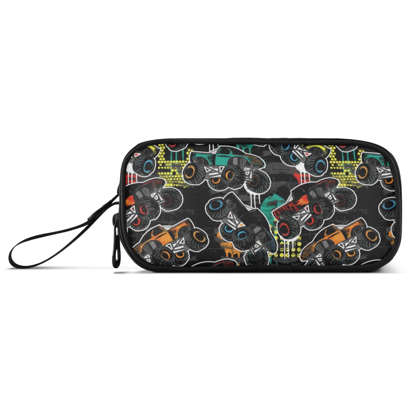 Fisyme Cars Monster Truck Pencil Case Large Capacity Pen Box Makeup Pouch Holder Organizer Stationery Bag for School Office College Traval Adults