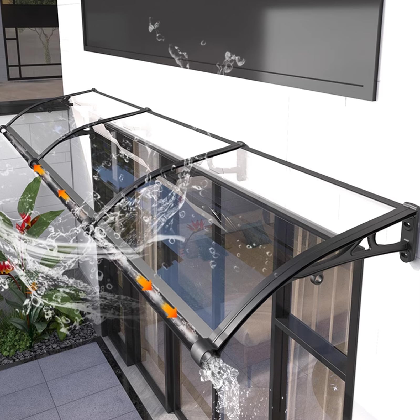 Auvent extérieur pour porte d'entrée transparent anti-UV
