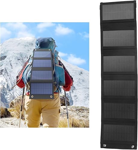 Miniatura 4 de Panel solar portátil de 5 V 14 W, cargador de panel solar plegable con salida USB de 5.2 V 2 A, kit de panel solar de emergencia de energía