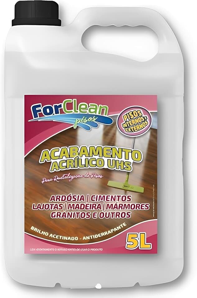 Resina UHS Para Piso Cimento Queimado. Piso Interno e Externo. Acrílica Líquida Incolor Brilhante - Base de Água Antiderrapante GL: 5 Litros