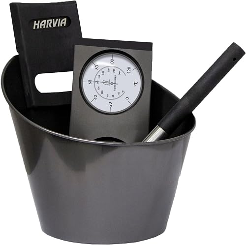Black Steel Set d'accessoires pour Sauna avec Seau et lou Harvia