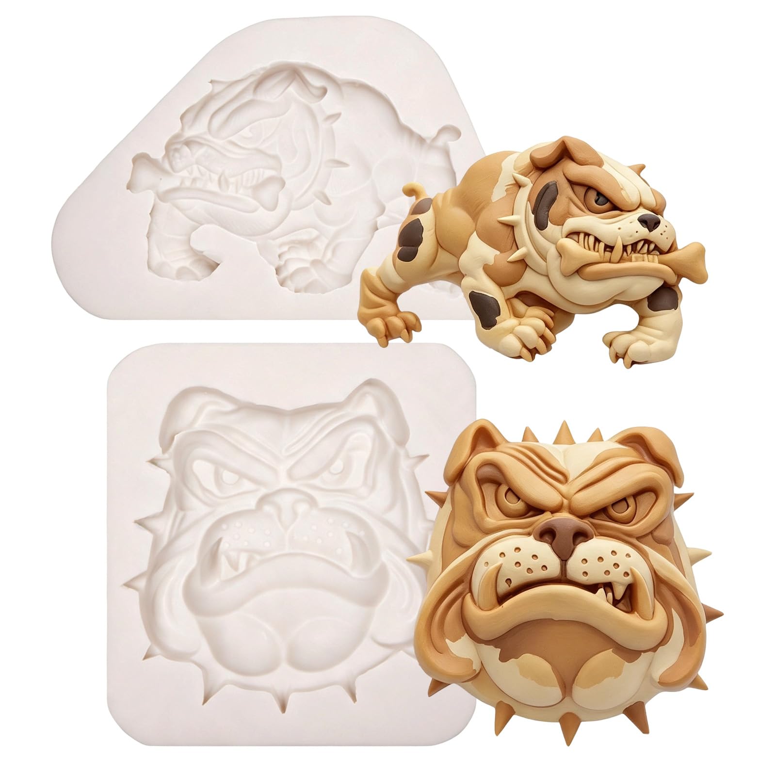 Silikon-Fondant-Ausstechformen in Bulldoggenform, grau, 2er-Set | DIY-Epoxidharz-Formen, geeignet für Tortendekoration, Schokolade, Süßigkeiten, Zuckerblumen und Zuckerarbeiten