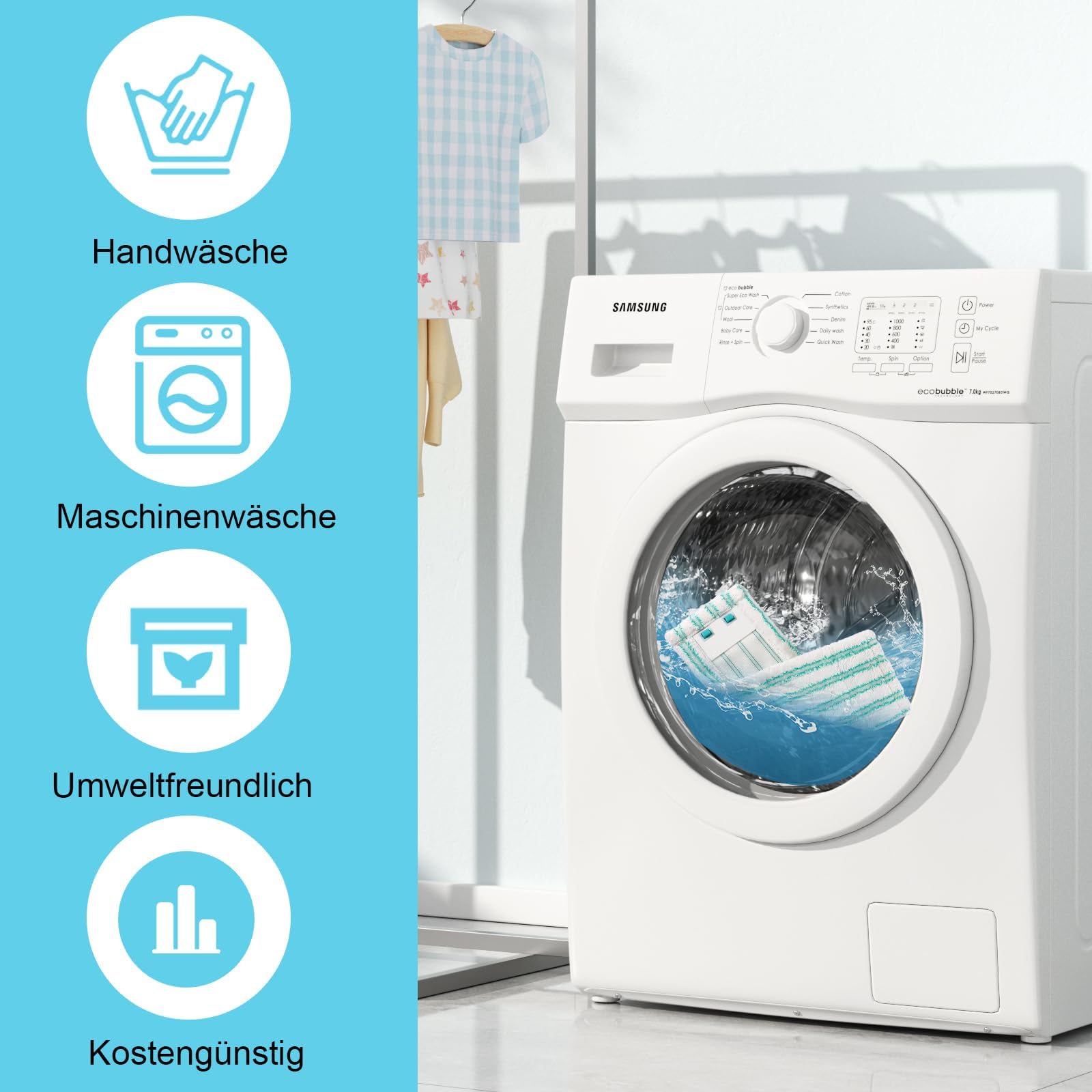 8 piezas de mopa para la mayoría de las mopas planas de tamaño mediano, fundas de repuesto para todos los suelos lisos, funda de fregona para una absorción de agua eficiente y descontaminación