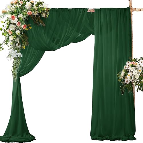 Miniatura 14 de SiinvdaBZX 2 Paneles Tela Drapeada de Arco de Boda 30" x 240" de Poliéster de Gasa Negra para Múltiples Ocasiones Negro -,Azul (Dusty Blue),Verde