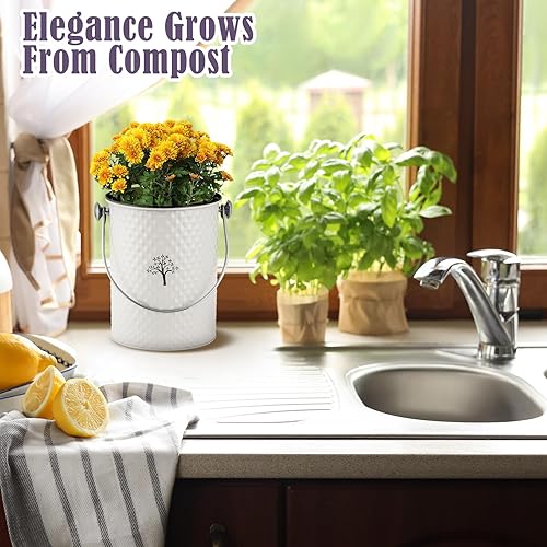 Miniatura 7 de AOSION Contenedor de compostaje para encimera, contenedor de compostaje interior inodoro con tapa y bolsas de compost, contenedor de compostaje para
