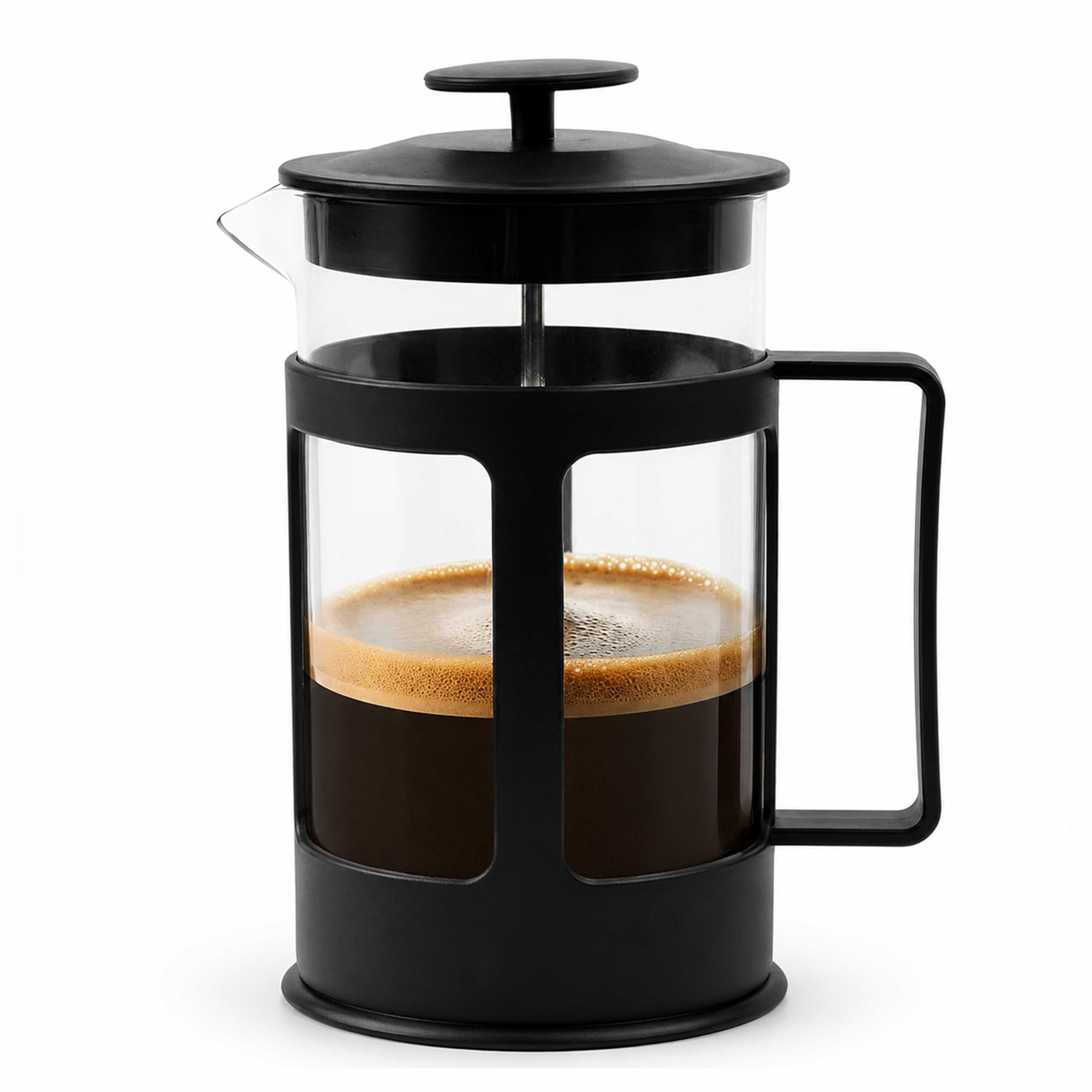 Elite French Press Coffee And Tea Maker, Borosilicate Glass Body With Sleeves, Glass Carafe, BPA Free Plastic Lid Strainer, 600Ml-image-27