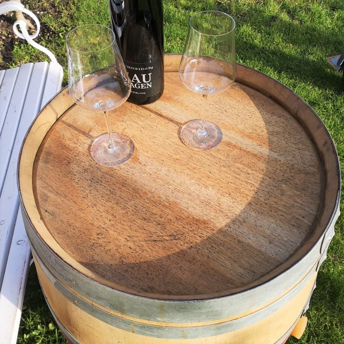 Barrica de vino auténtica de roble para decoración de jardín, de 225 litros