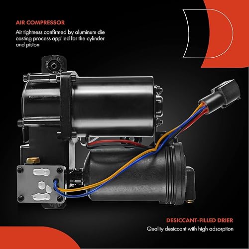 Miniatura 5 de A-Premium Compresor de suspensión de aire compatible con Ford Expedition 2007-2014 y Lincoln Navigator 2007-2014, V8 5.4L solamente, para 12V 25A