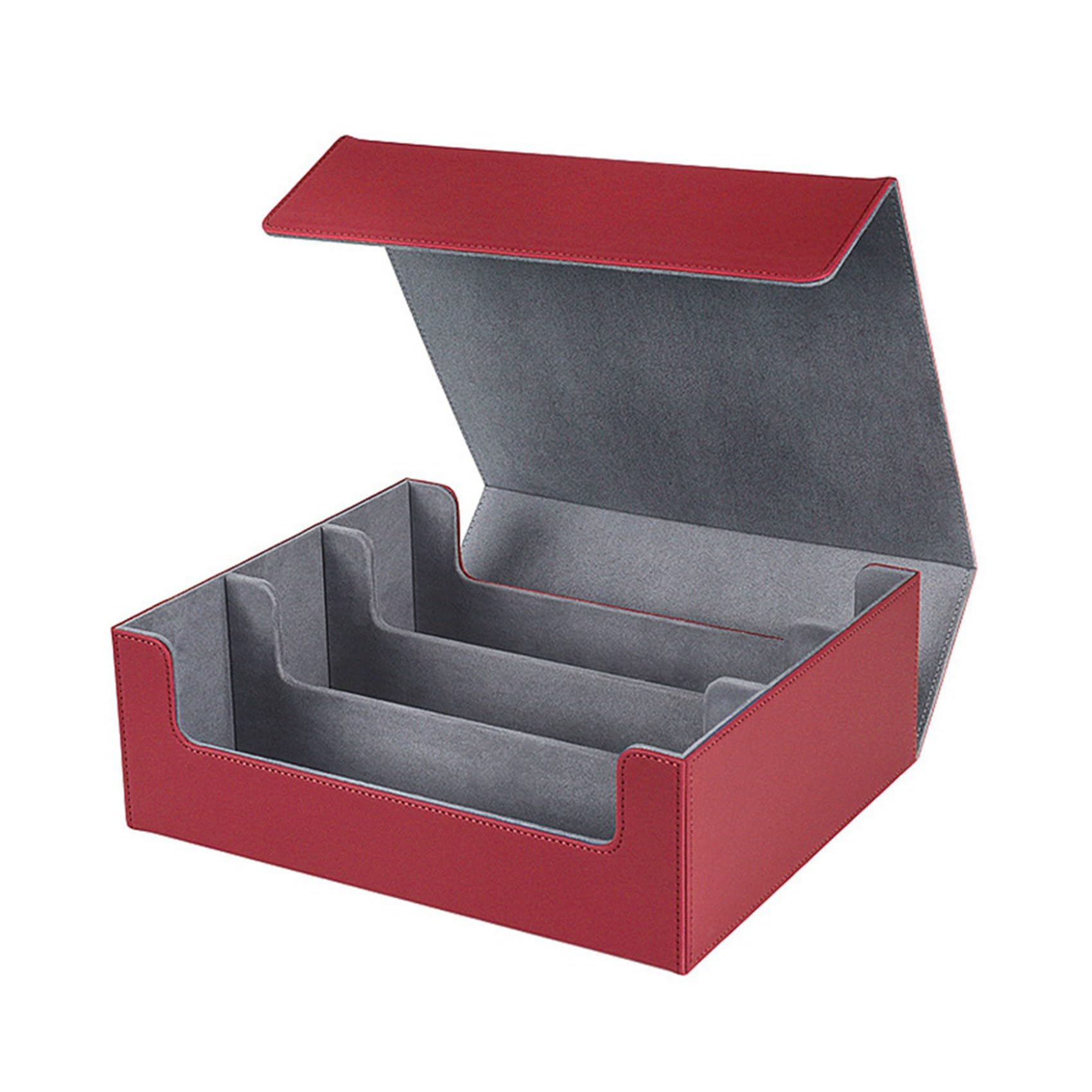 2X Scatola Porta Carte per Carte Collezionabili, per Mazzo di Carte 1800+ PU, Scatola Porta Carte con Chiusura Magnetica per Carte da Gioco Magnetiche Rosso