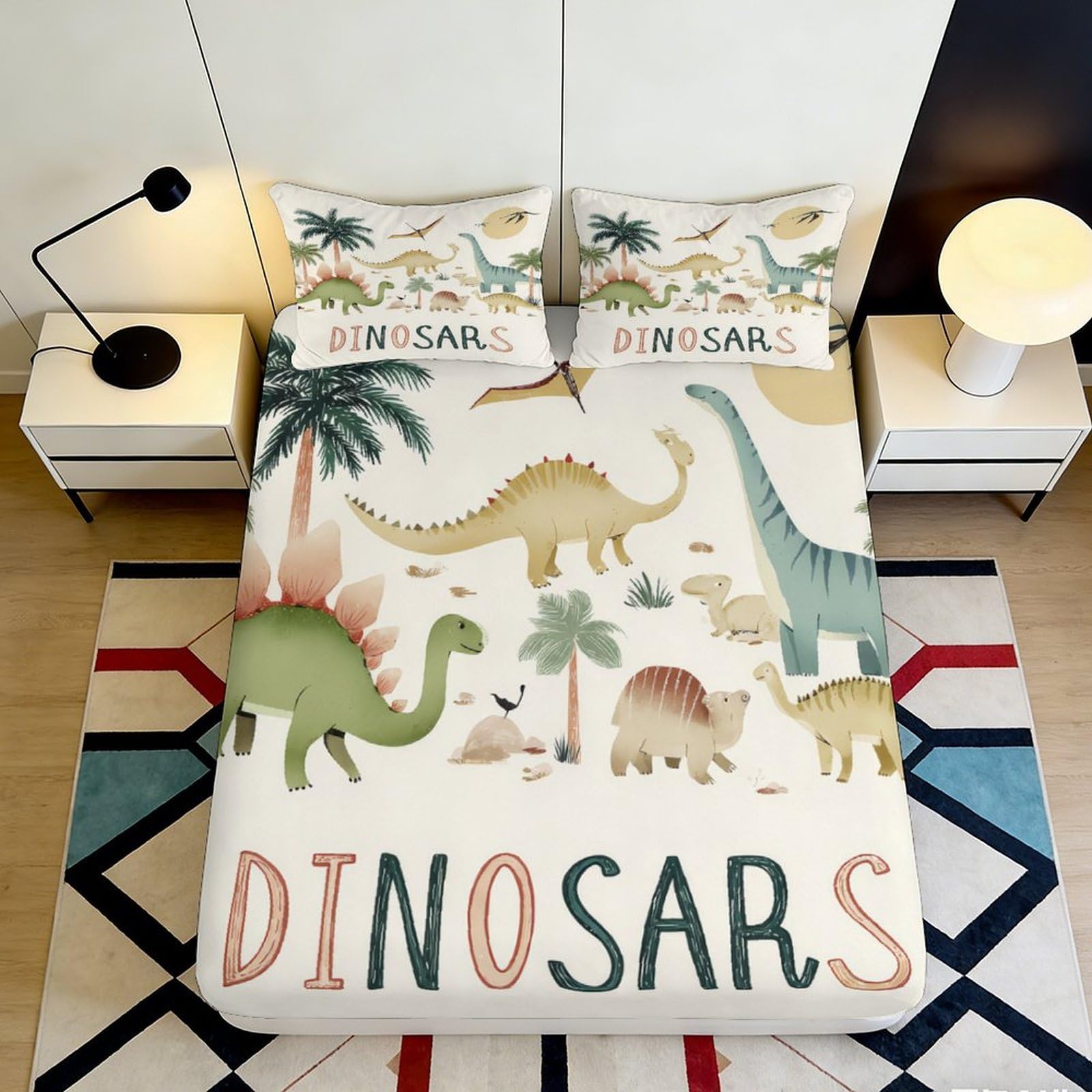 Pnayamiorkfel Style-10 3D Printed Dinosaur Forest Fitted Sheet Microfiber Soft Breathable Jurassic Bed Cover For Bedroom Guest Room Decor 90X200x25cm